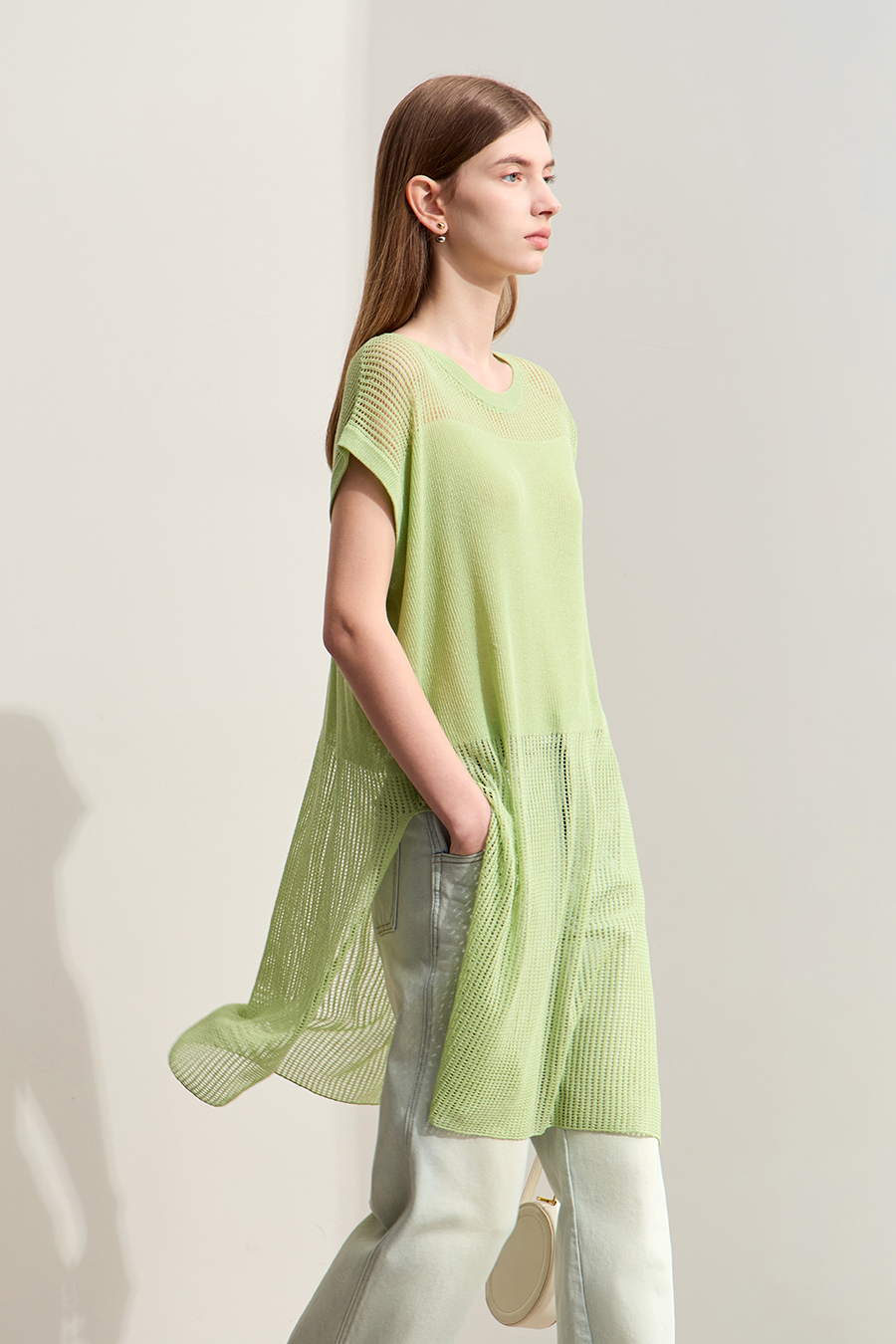 Eyelet Hollowed - out Knitted Sweater|AMII-AMII.com