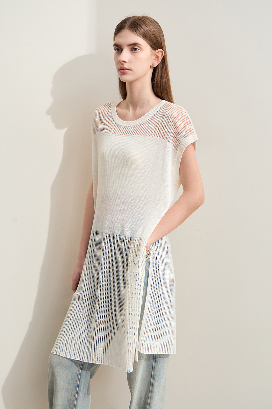 Eyelet Hollowed - out Knitted Sweater|AMII-AMII.com