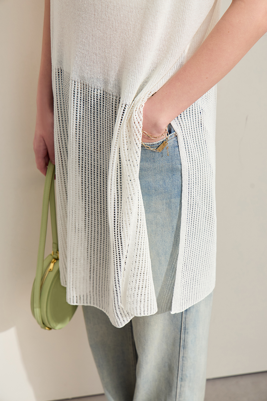 Eyelet Hollowed - out Knitted Sweater|AMII-AMII.com