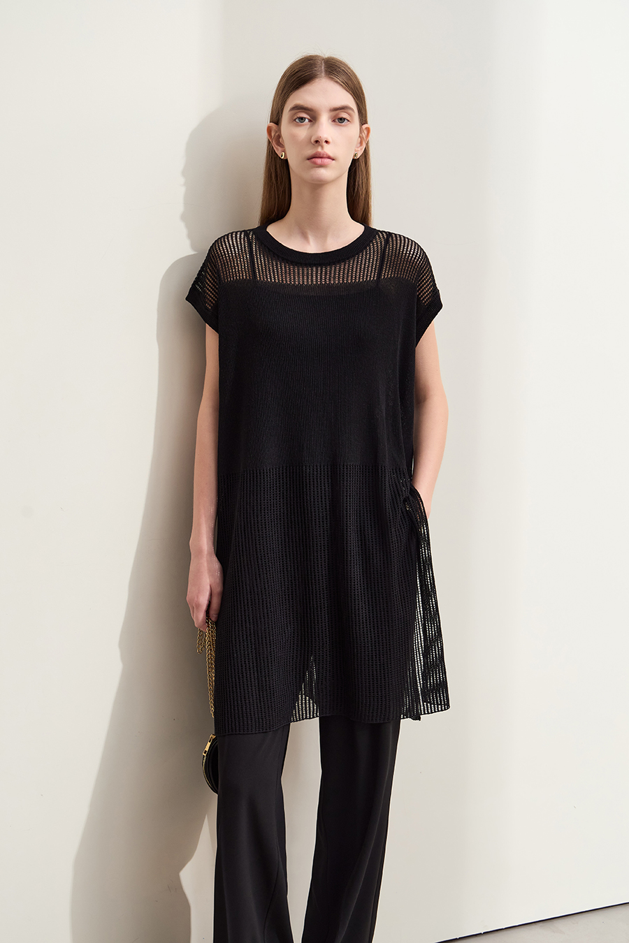 Eyelet Hollowed - out Knitted Sweater|AMII-AMII.com