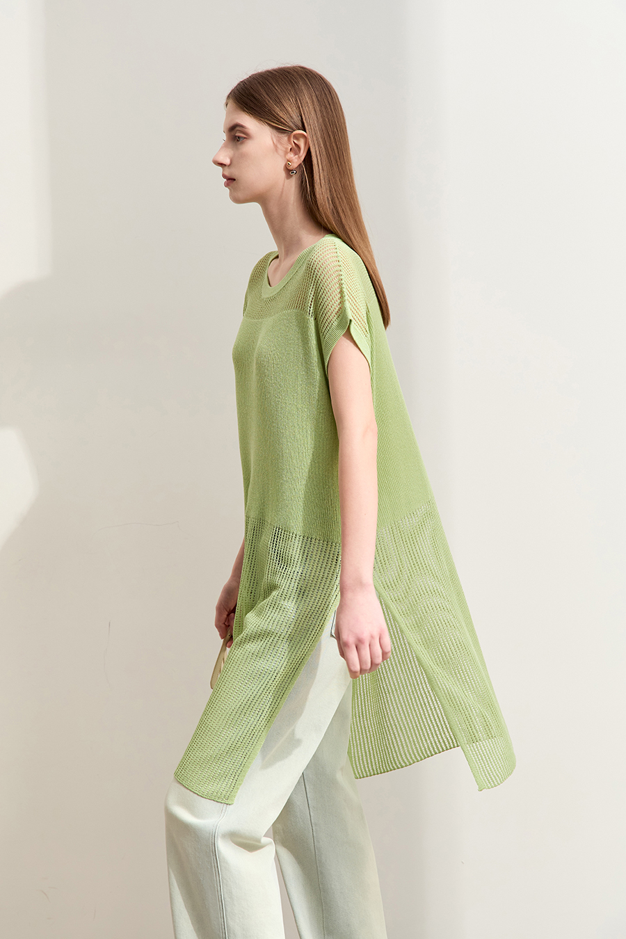 Eyelet Hollowed - out Knitted Sweater|AMII-AMII.com