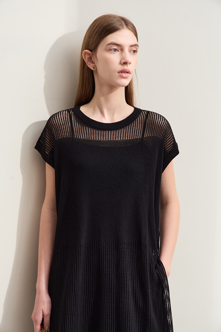 Eyelet Hollowed - out Knitted Sweater|AMII-AMII.com