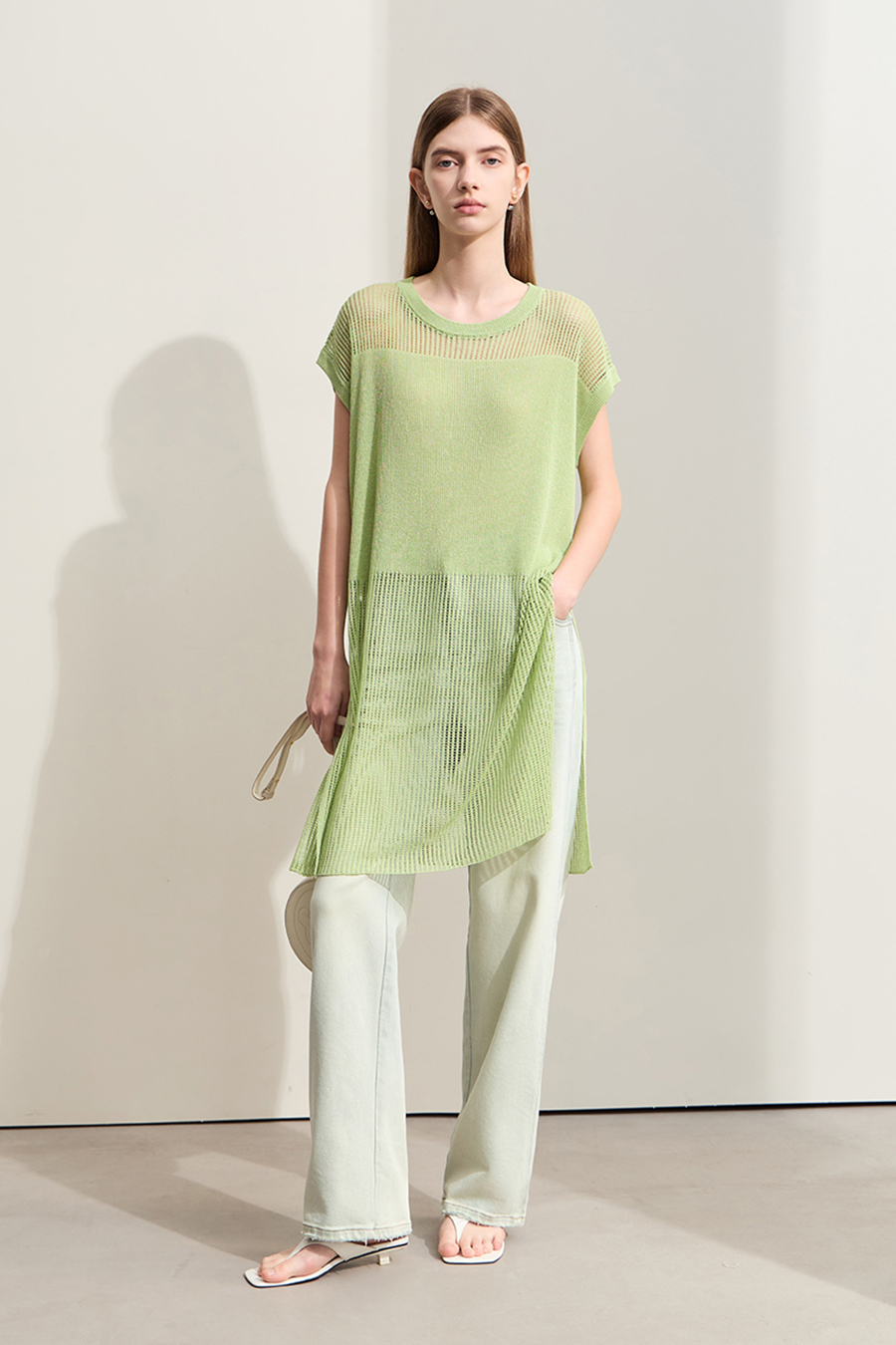 Eyelet Hollowed - out Knitted Sweater|AMII-AMII.com