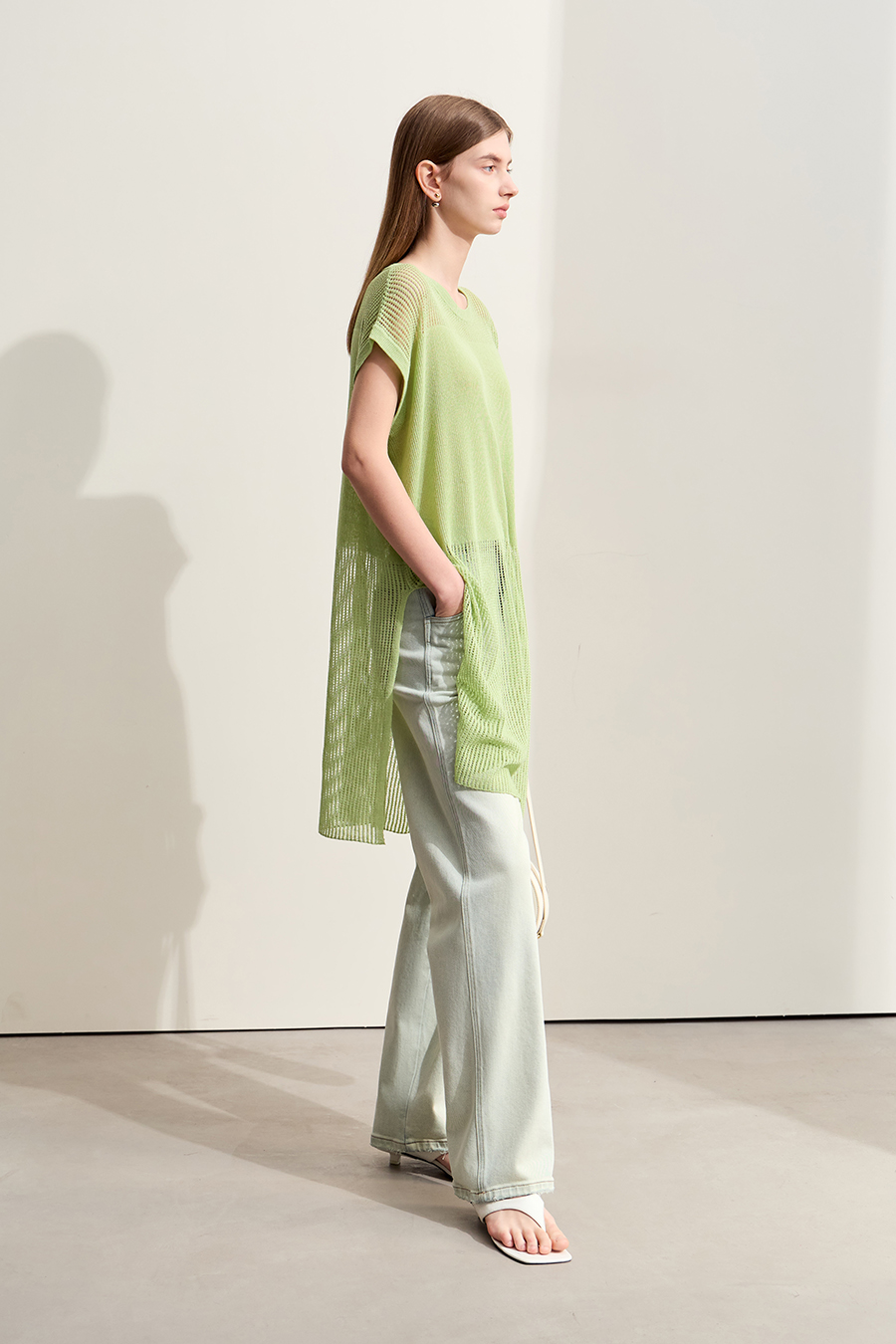 Eyelet Hollowed - out Knitted Sweater|AMII-AMII.com