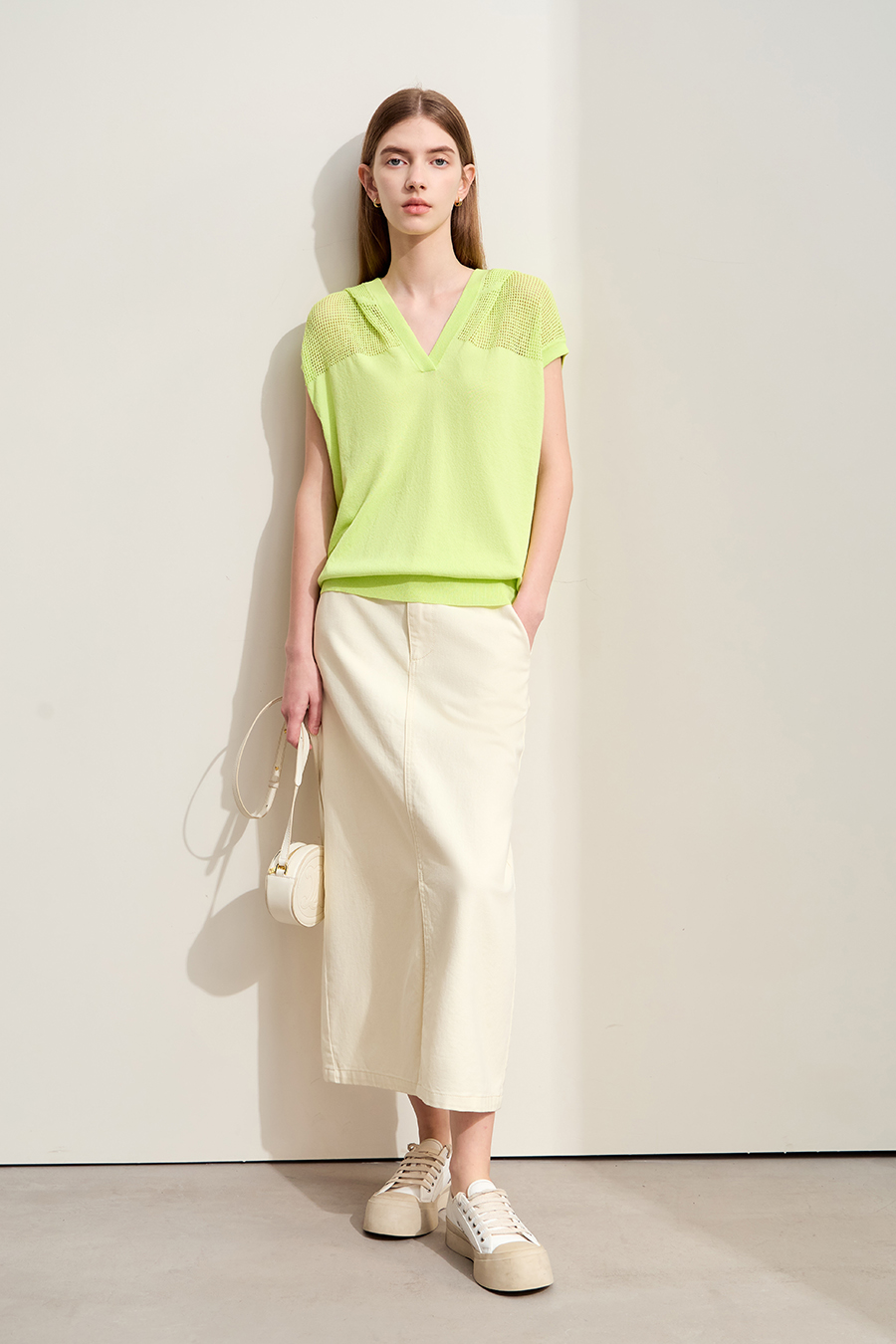 Linen-like Hooded Knit Top