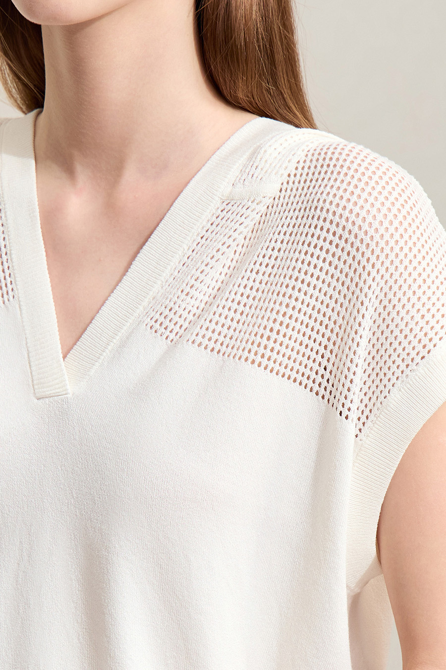 Linen-like Hooded Knit Top