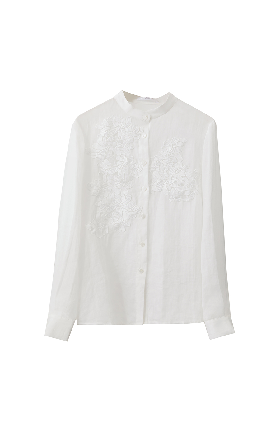 Lace Applique Ramie Shirt | AMII-AMII.com