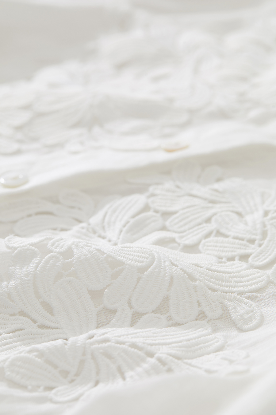 Lace Applique Ramie Shirt | AMII-AMII.com