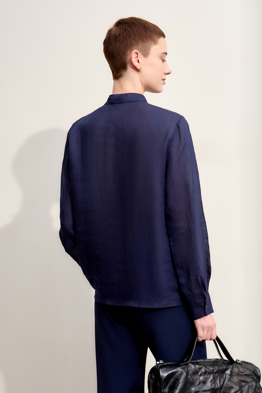 Lace Applique Ramie Shirt | AMII-AMII.com