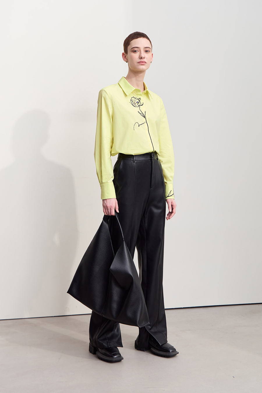 Rhinestone Embroidery All - Cotton Shirt|AMII-AMII.com