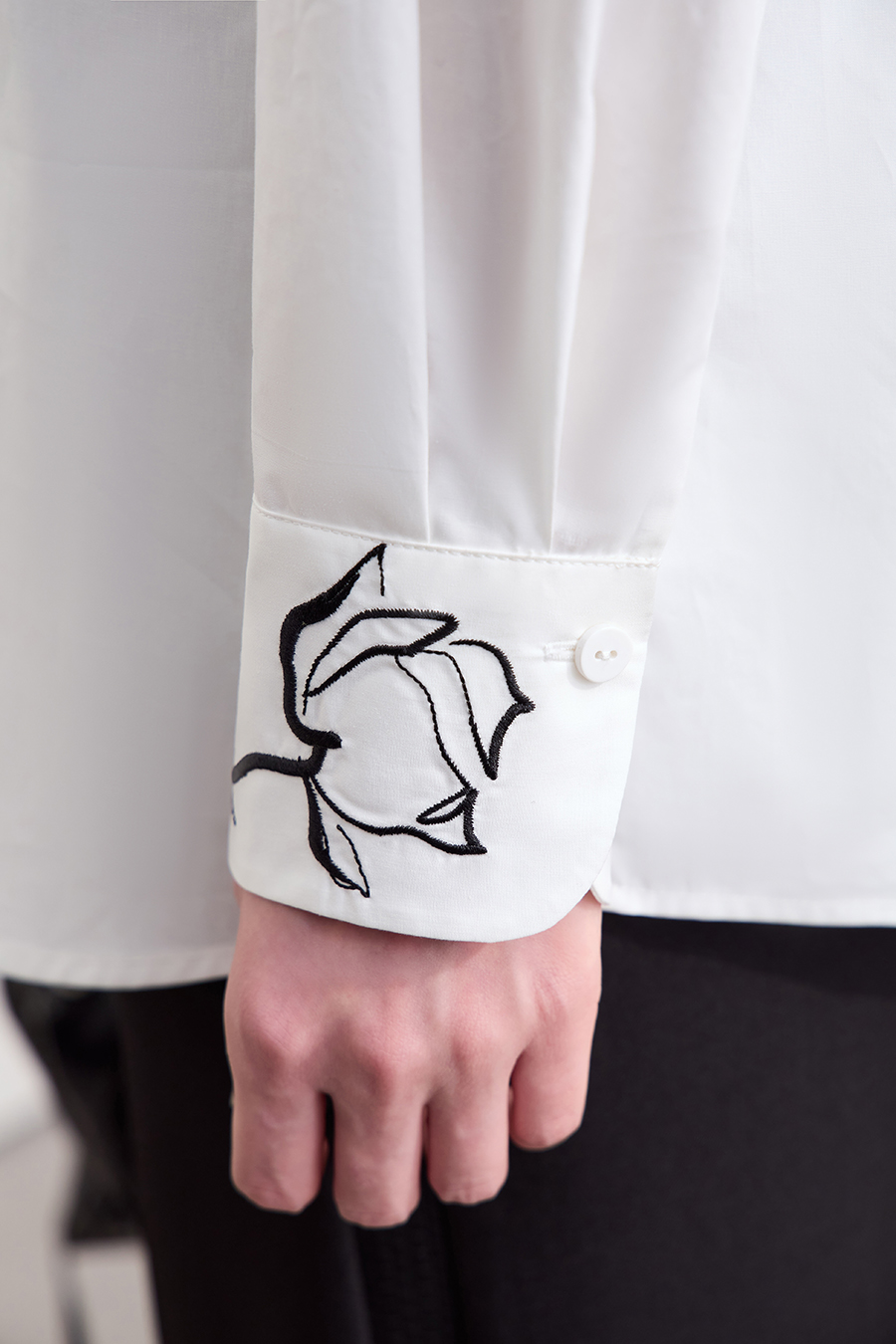 Rhinestone Embroidery All - Cotton Shirt|AMII-AMII.com