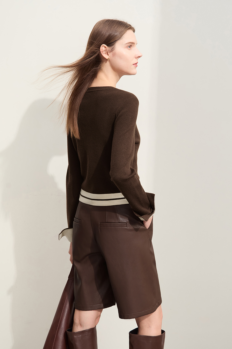 Crew Neck Short Knit Cardigan|AMII-AMII.com