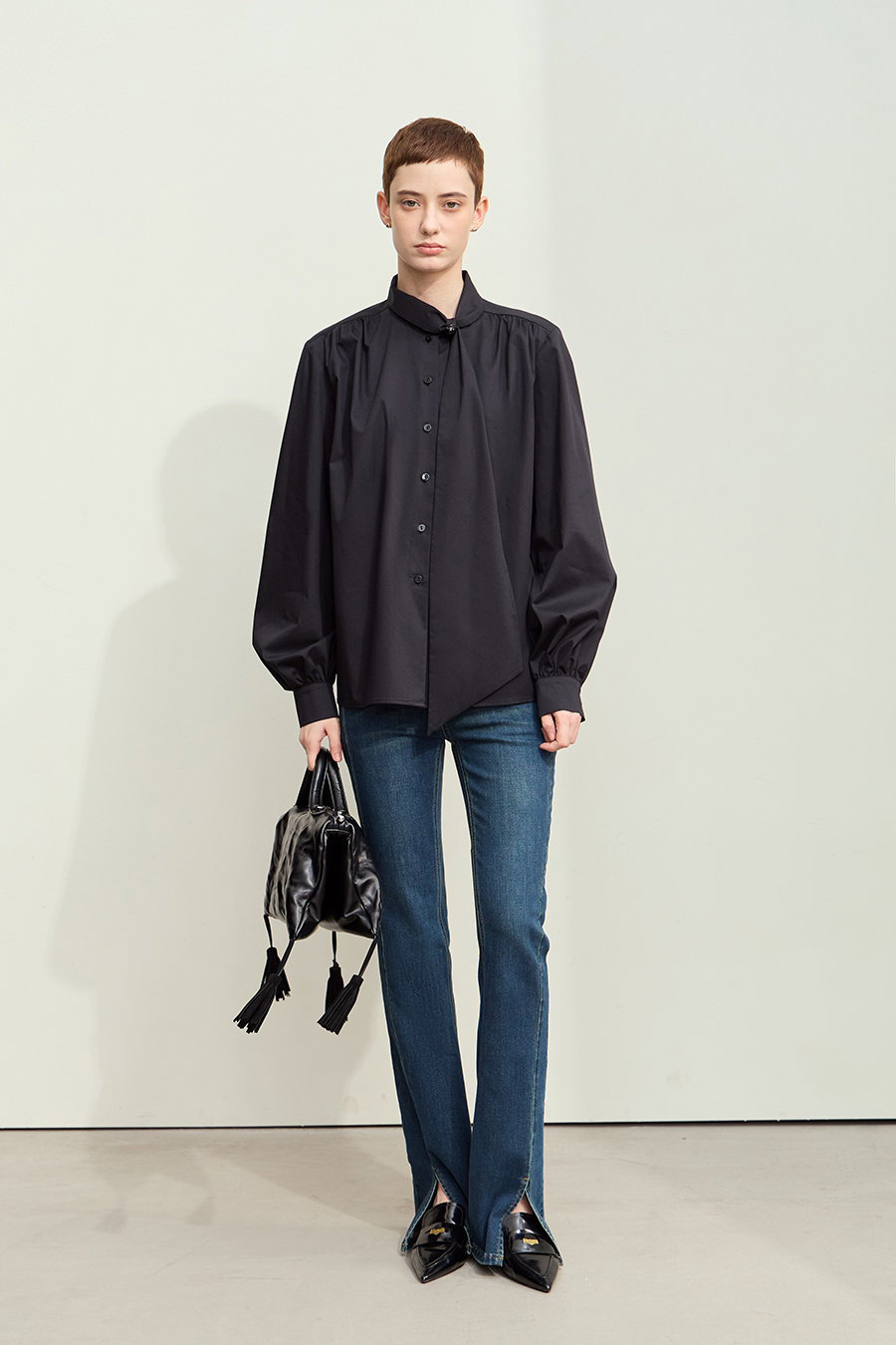 Lantern Sleeve Sash Shirt