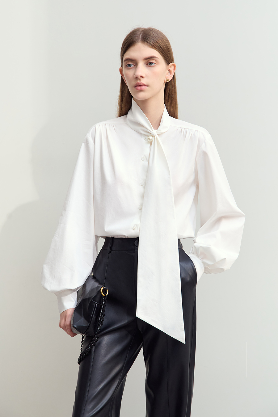 Lantern Sleeve Sash Shirt