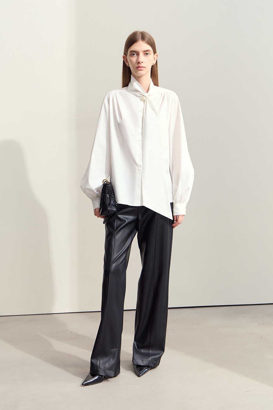 Lantern Sleeve Sash Shirt