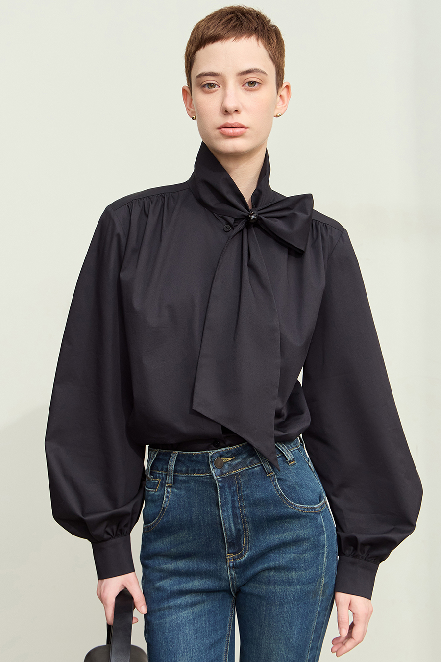 Lantern Sleeve Sash Shirt