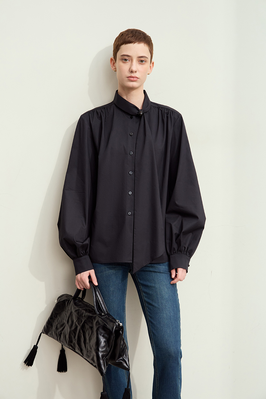 Lantern Sleeve Sash Shirt