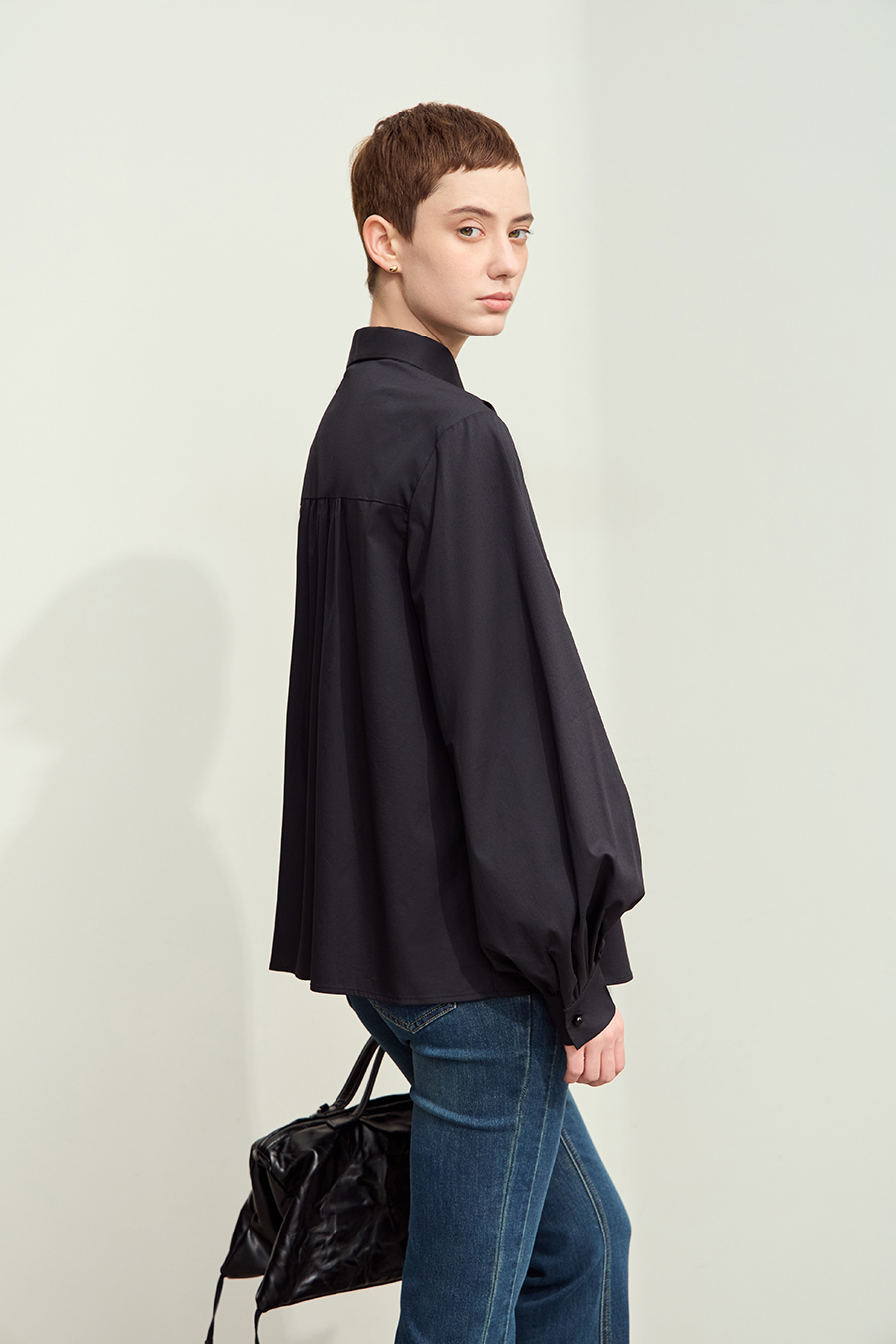 Lantern Sleeve Sash Shirt