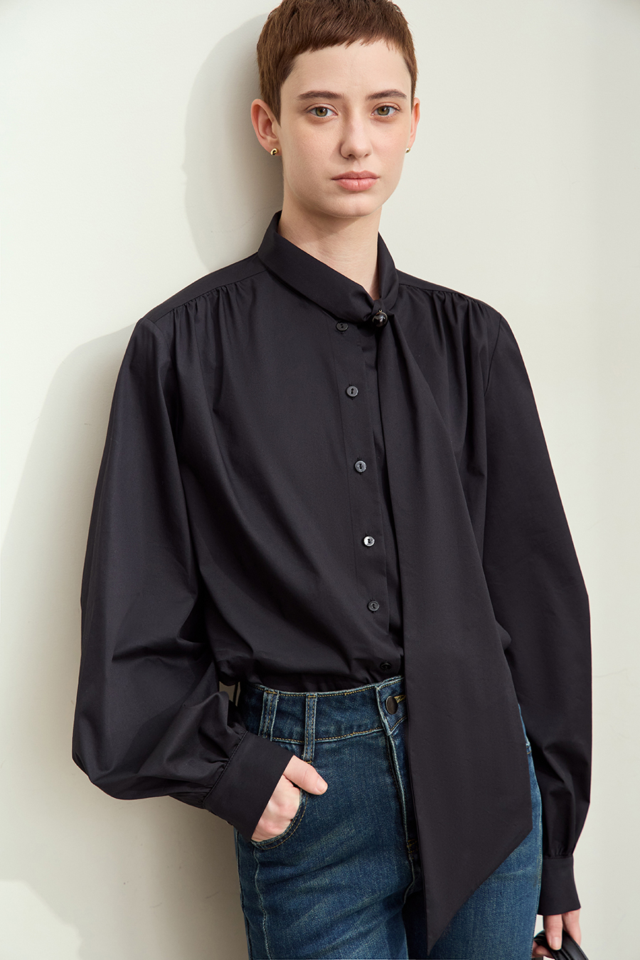 Lantern Sleeve Sash Shirt