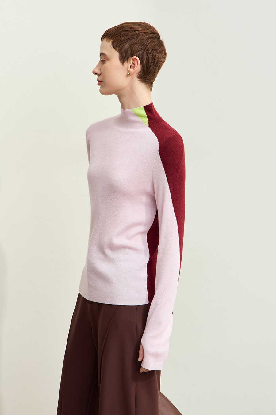 Turtleneck Color Block Sweater|AMII-AMII.com