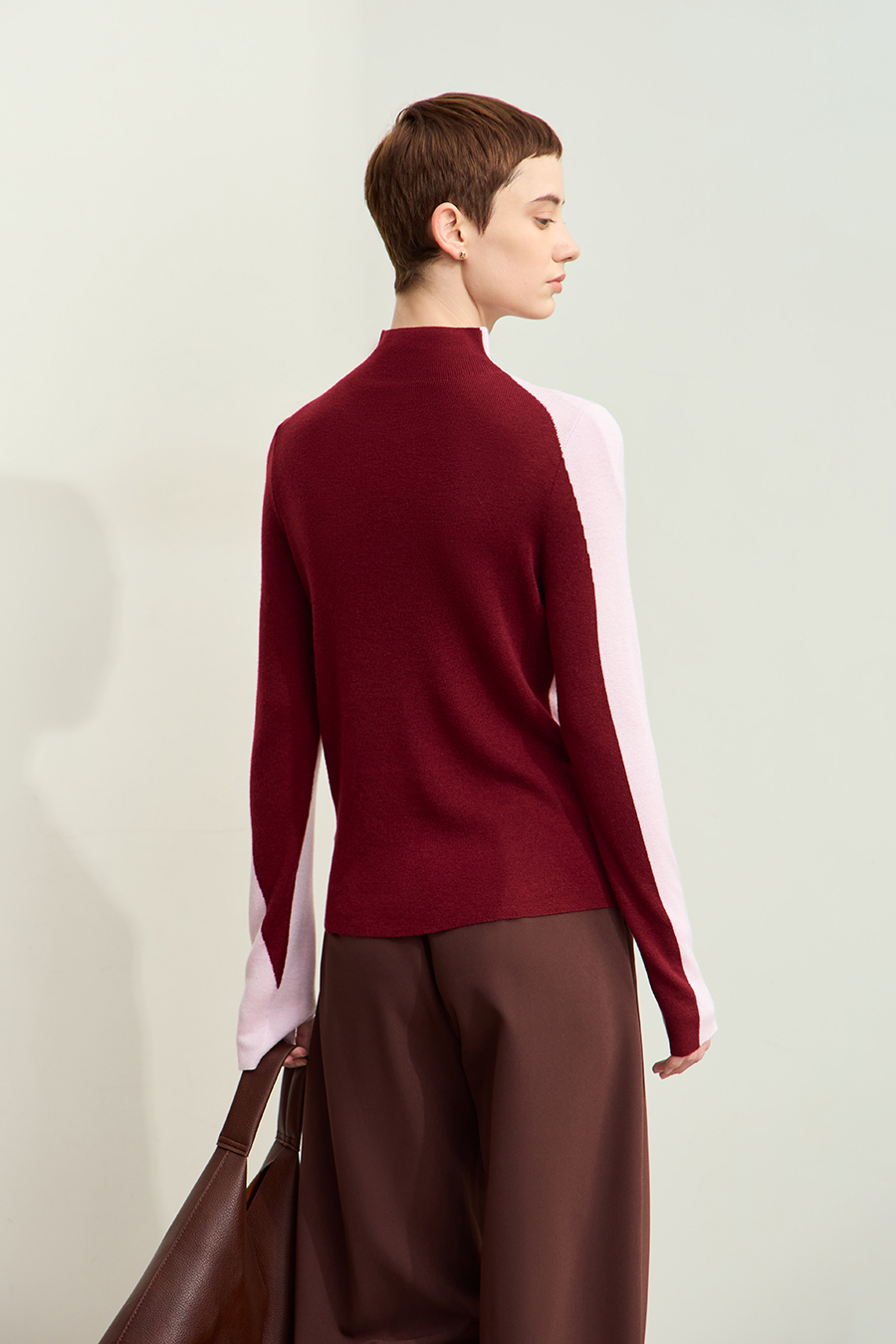 Turtleneck Color Block Sweater|AMII-AMII.com
