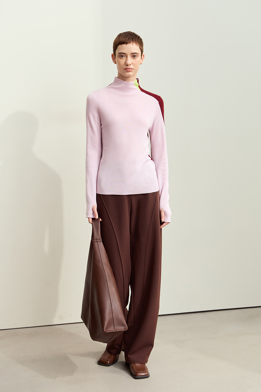 Turtleneck Color Block Sweater|AMII-AMII.com