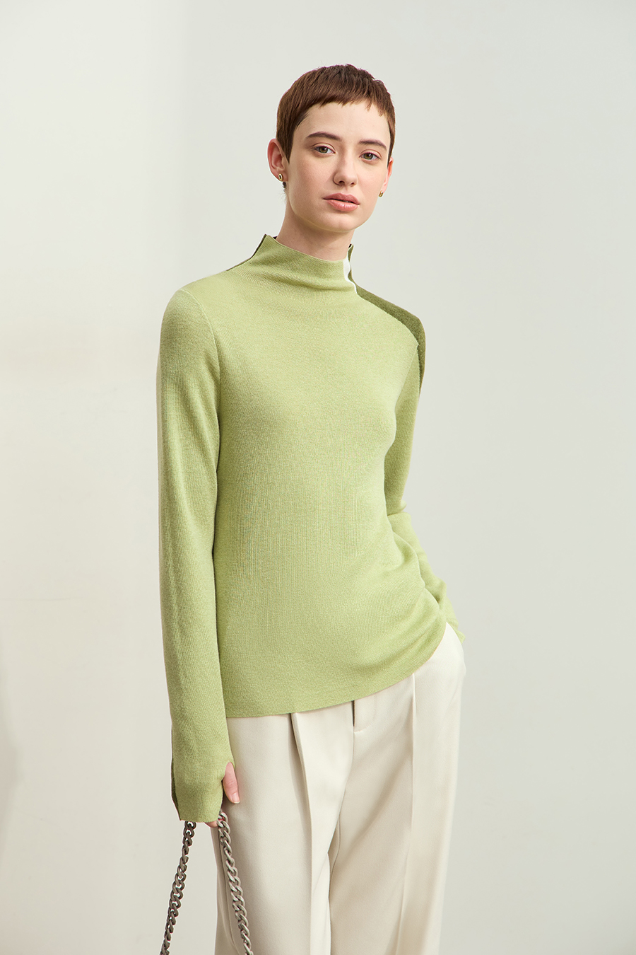 Turtleneck Color Block Sweater|AMII-AMII.com