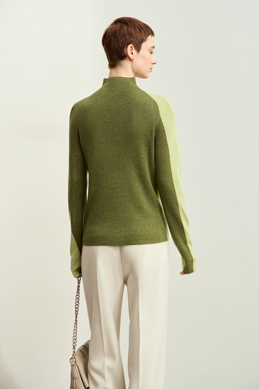 Turtleneck Color Block Sweater|AMII-AMII.com