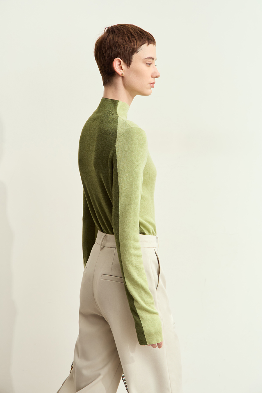 Turtleneck Color Block Sweater|AMII-AMII.com