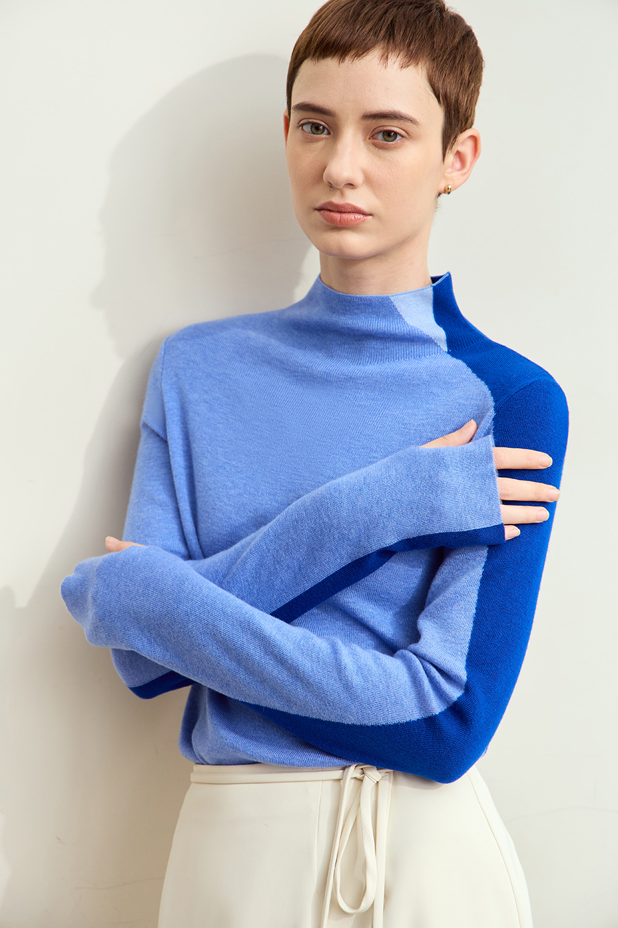 Turtleneck Color Block Sweater|AMII-AMII.com