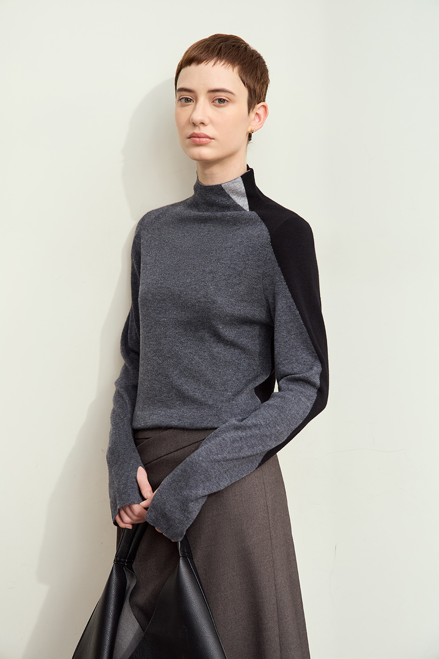 Turtleneck Color Block Sweater|AMII-AMII.com