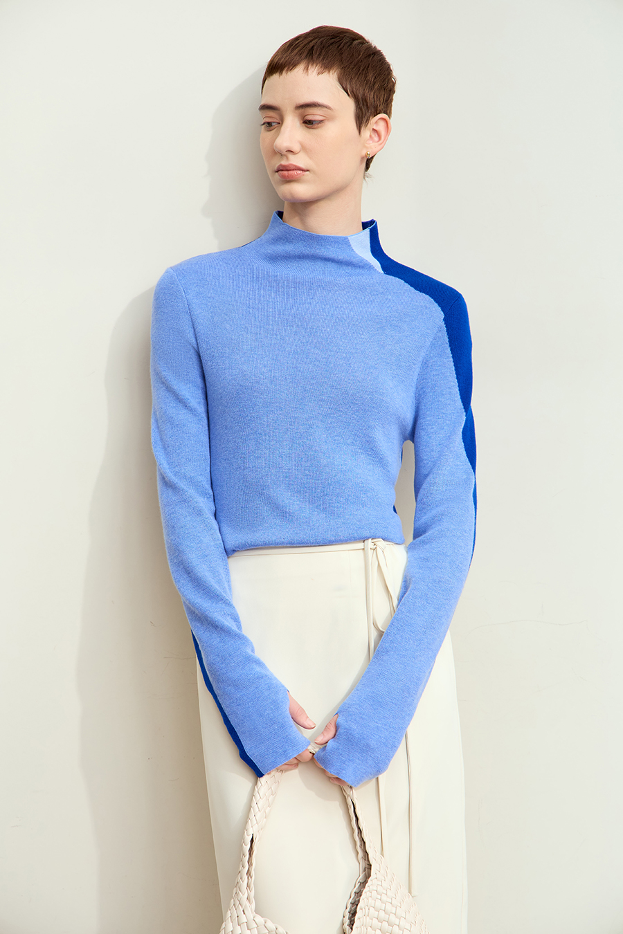 Turtleneck Color Block Sweater|AMII-AMII.com