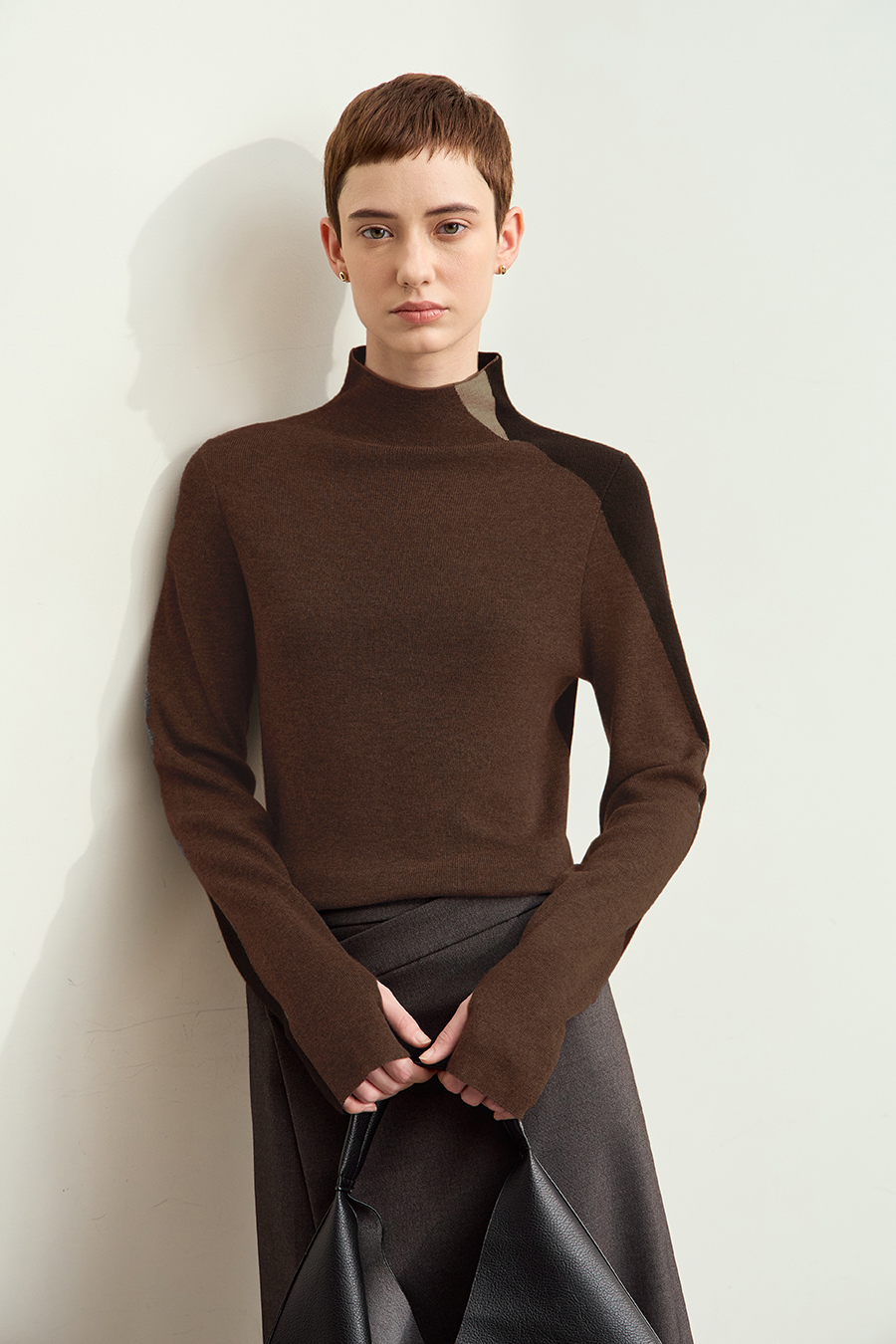Turtleneck Color Block Sweater|AMII-AMII.com
