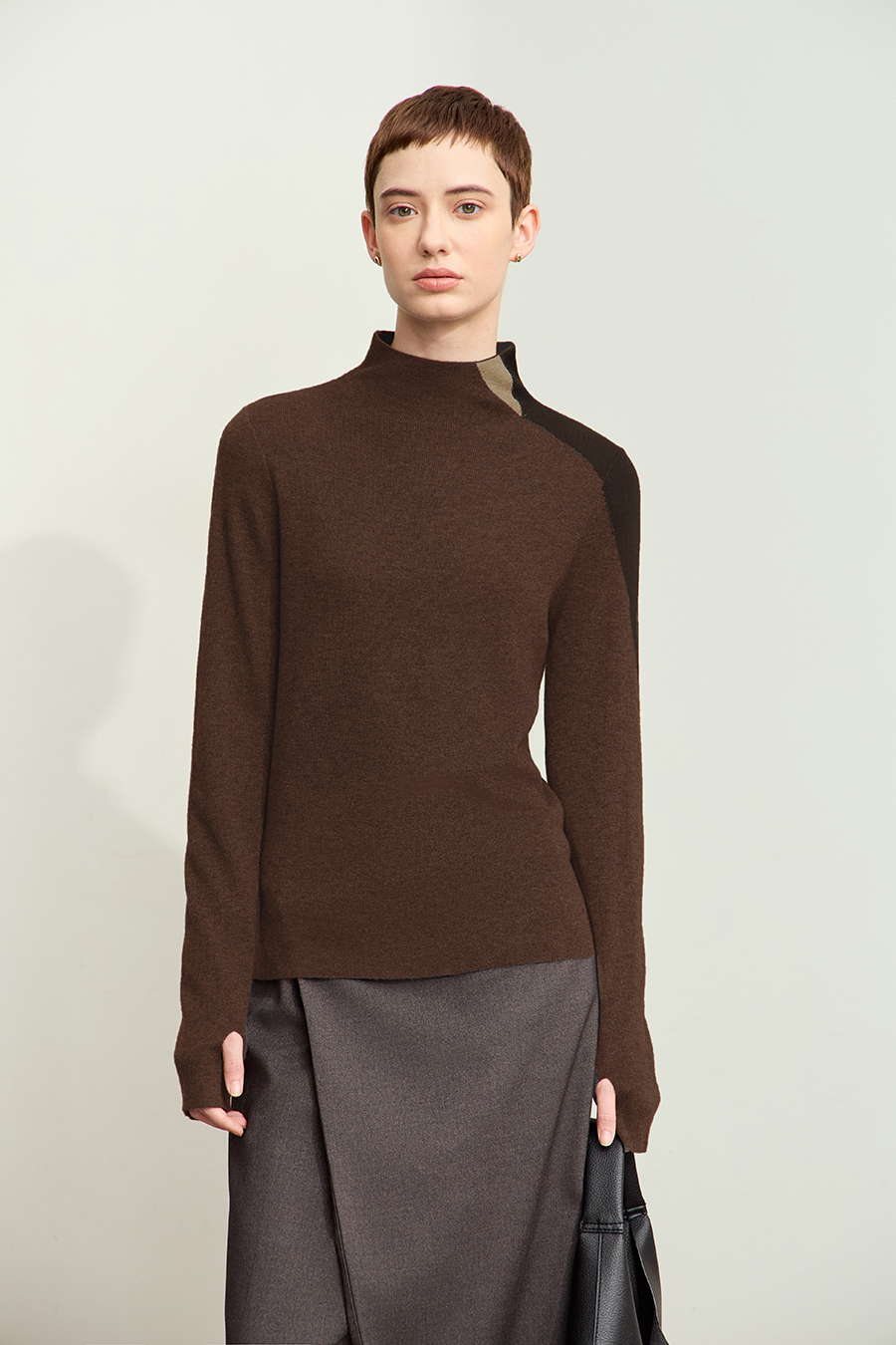 Turtleneck Color Block Sweater|AMII-AMII.com