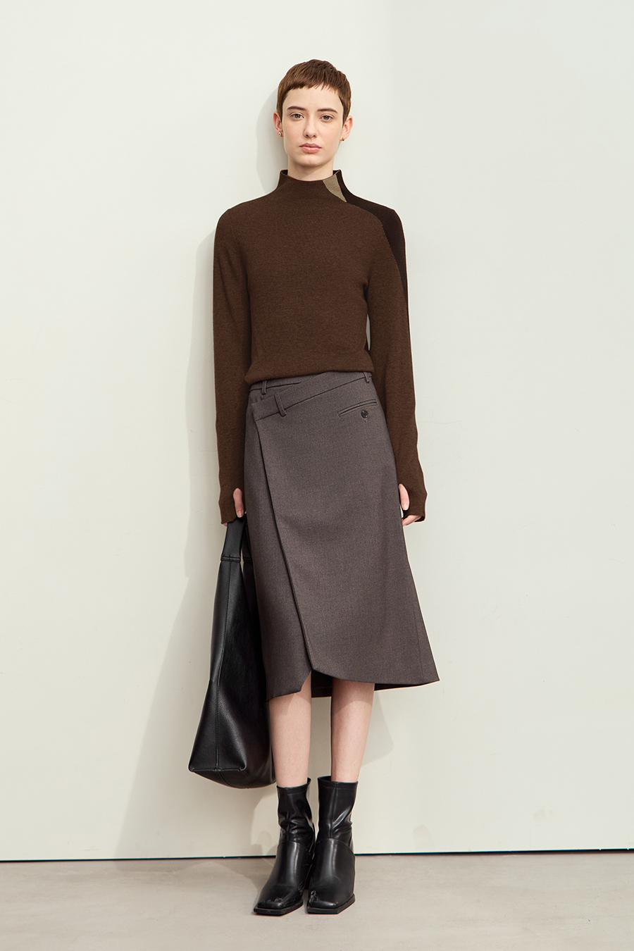 Turtleneck Color Block Sweater|AMII-AMII.com