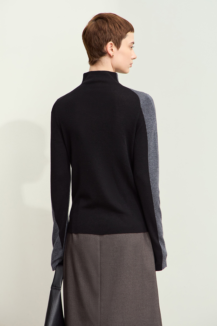 Turtleneck Color Block Sweater|AMII-AMII.com