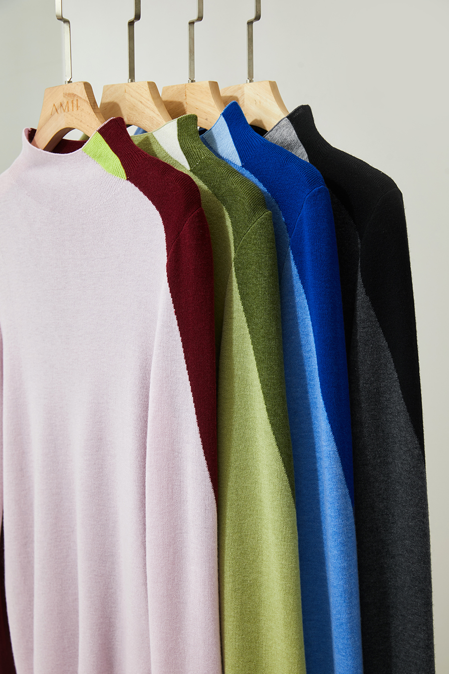 Turtleneck Color Block Sweater|AMII-AMII.com