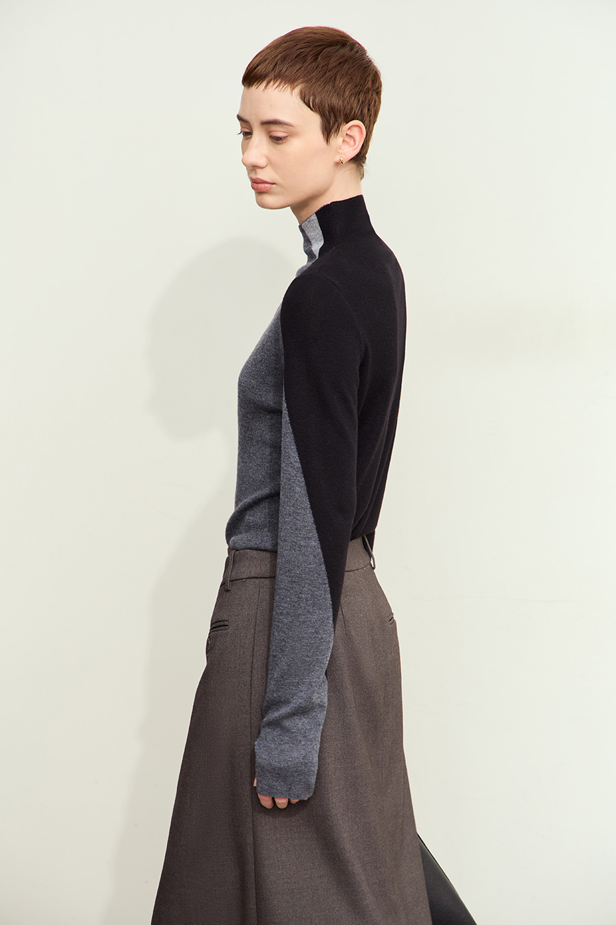 Turtleneck Color Block Sweater|AMII-AMII.com