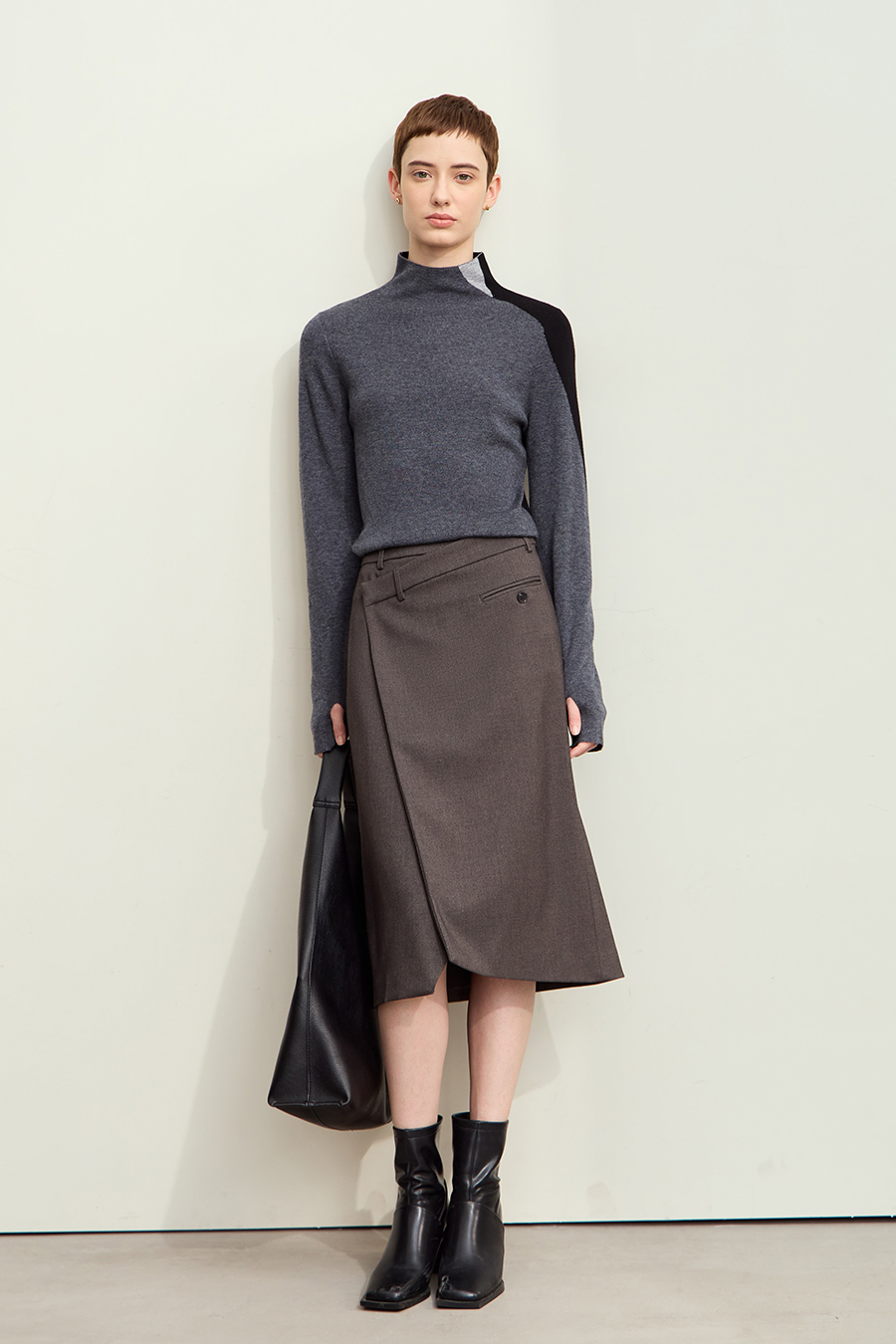 Turtleneck Color Block Sweater|AMII-AMII.com