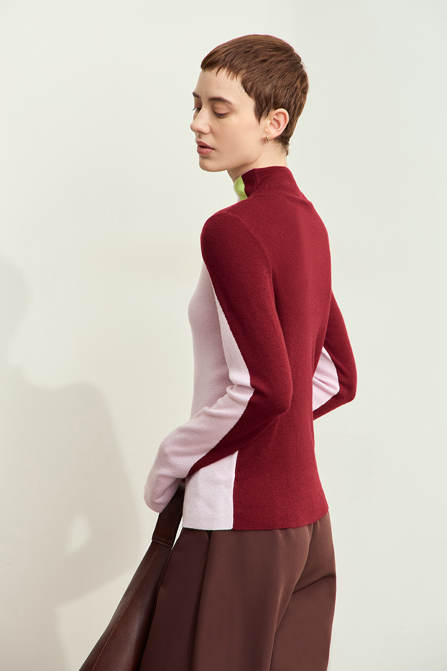 Turtleneck Color Block Sweater|AMII-AMII.com