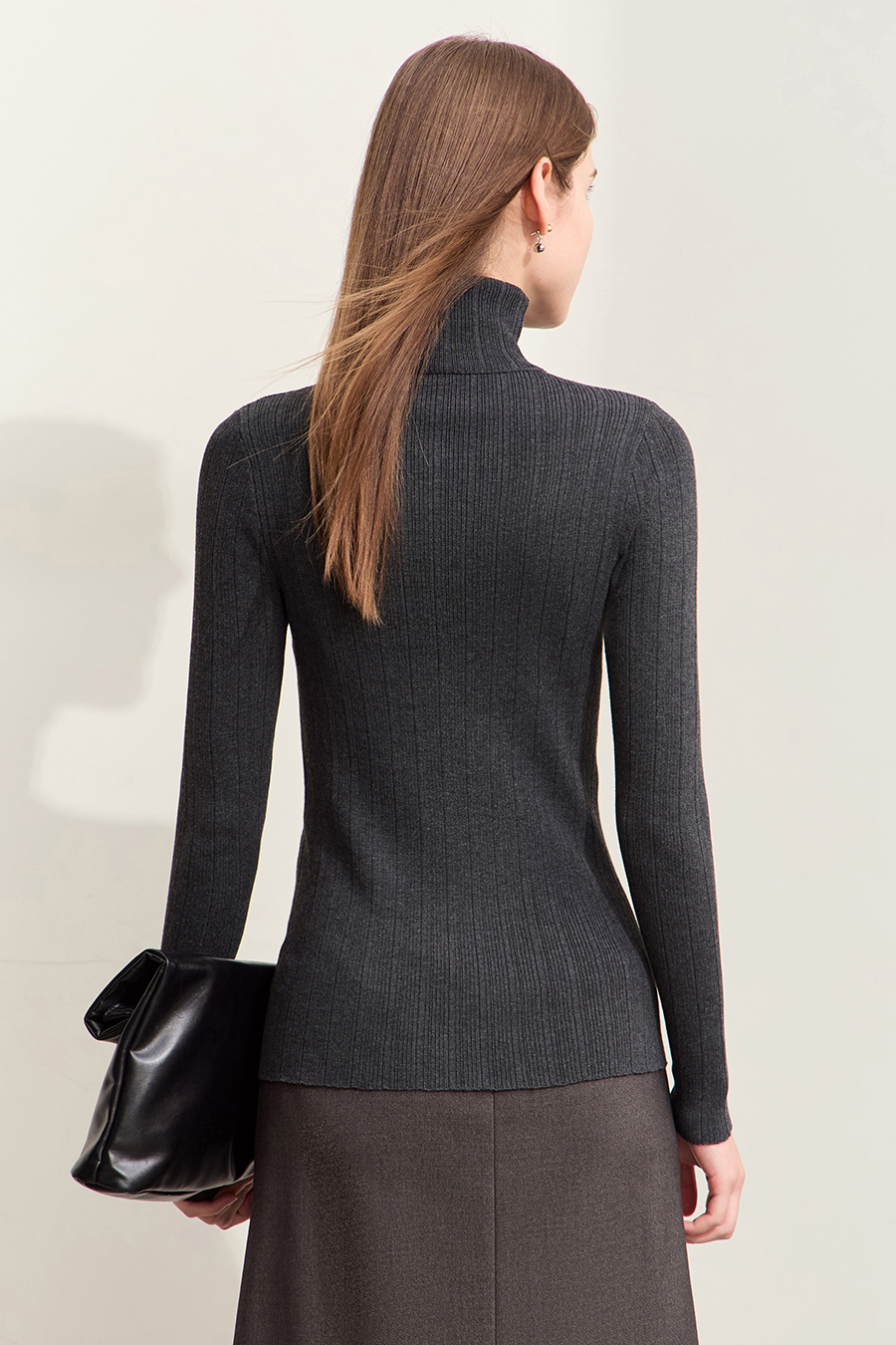 Textured Spliced High Neck Sweater|AMII-AMII.com