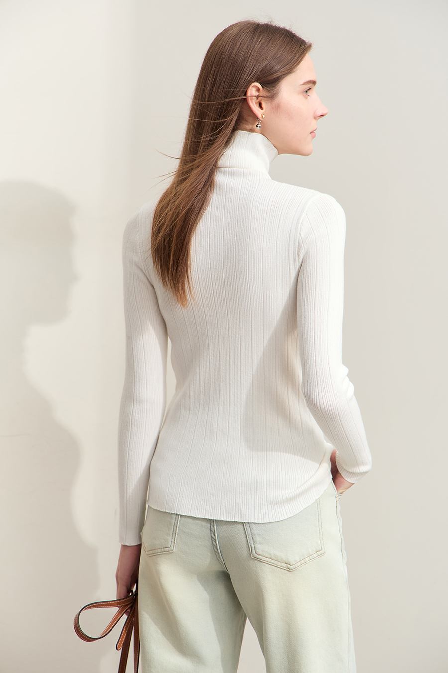 Textured Spliced High Neck Sweater|AMII-AMII.com