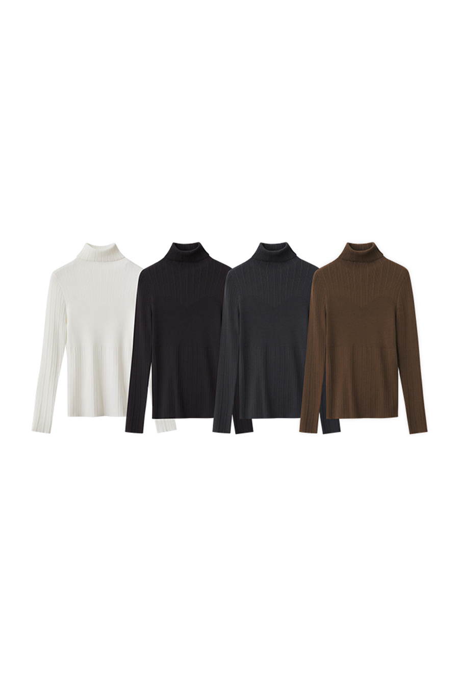Textured Spliced High Neck Sweater|AMII-AMII.com
