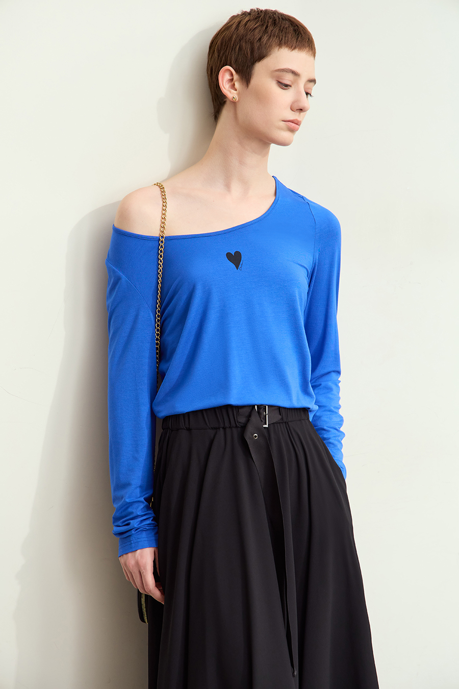 Crew Neck Heart Print T-shirt