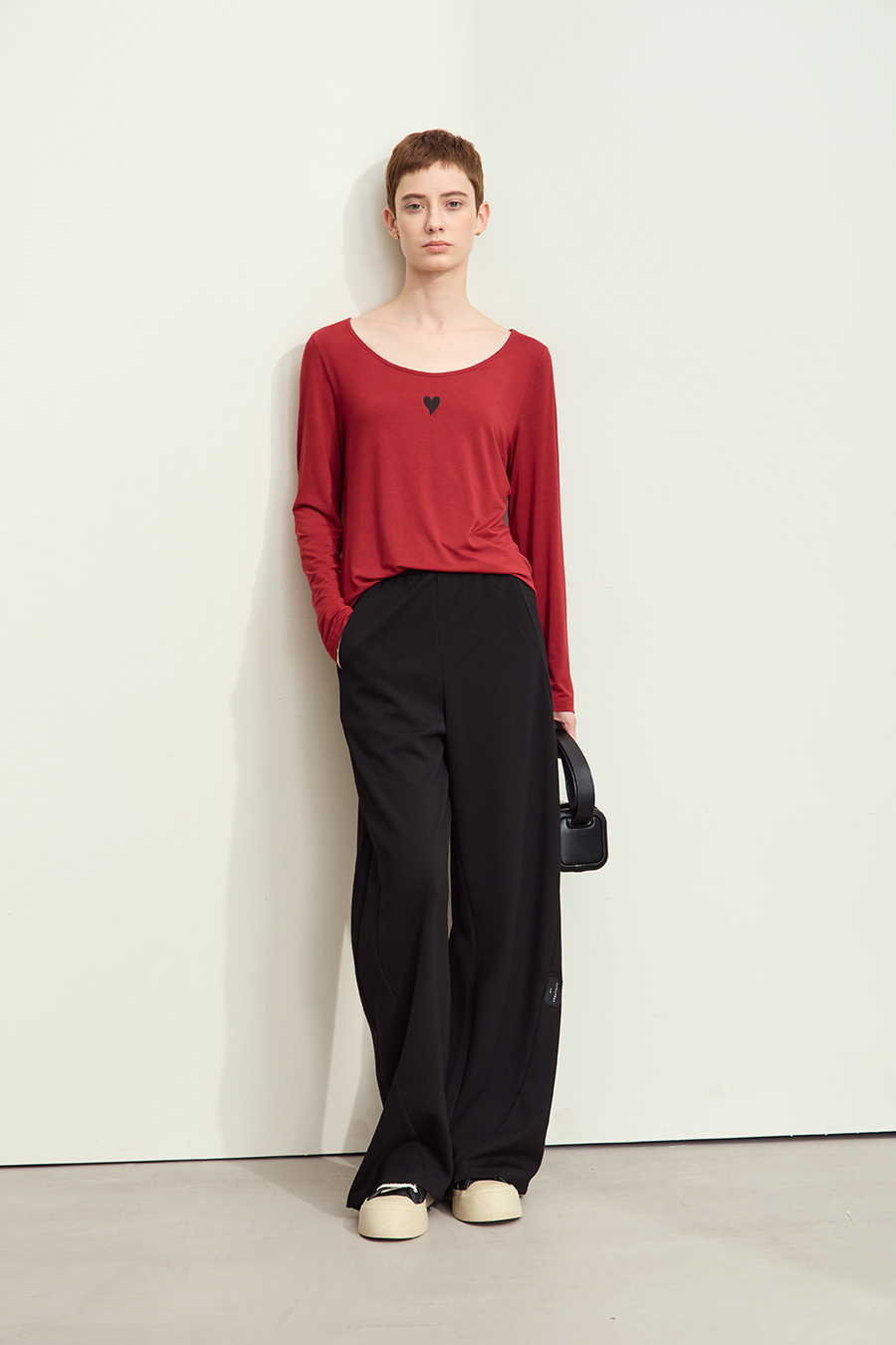 Crew Neck Heart Print T-shirt