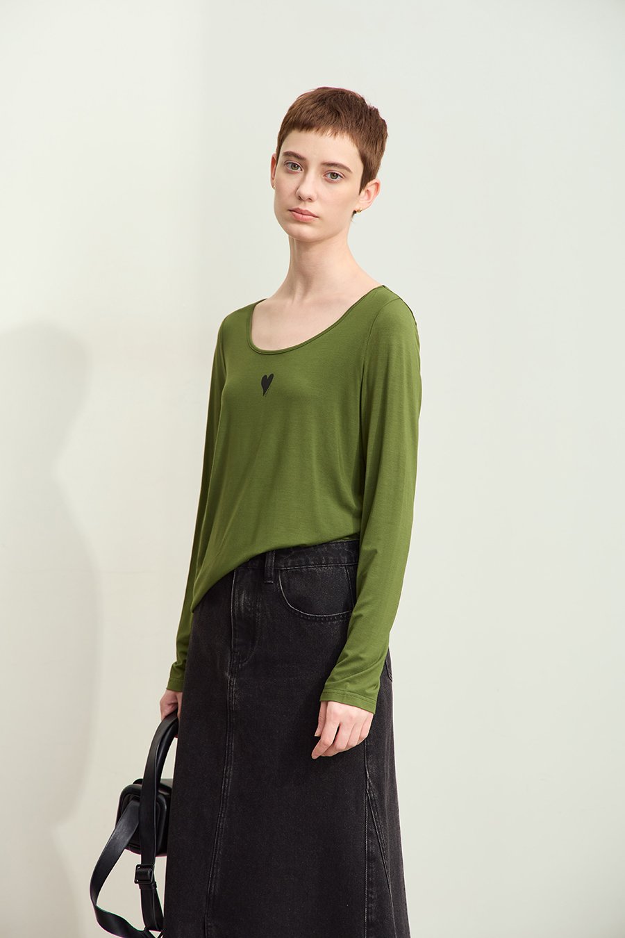 Crew Neck Heart Print T-shirt