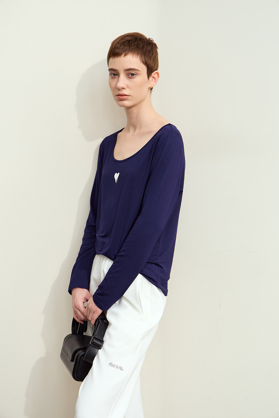 Crew Neck Heart Print T-shirt