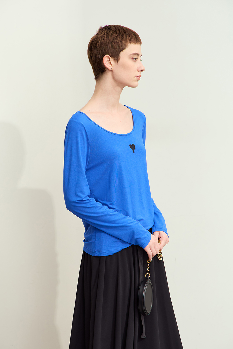 Crew Neck Heart Print T-shirt