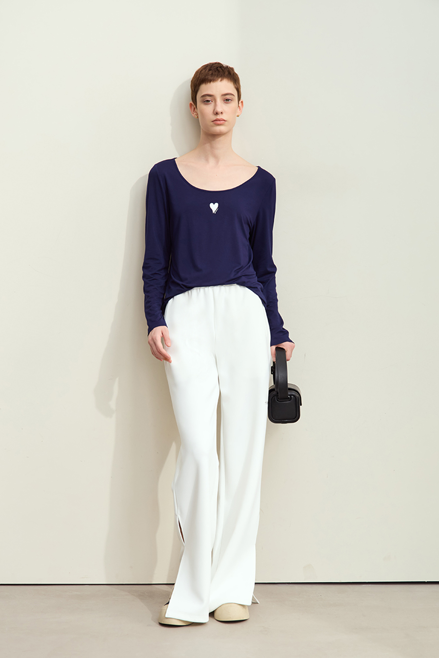 Crew Neck Heart Print T-shirt