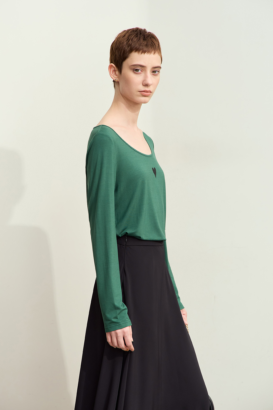 Crew Neck Heart Print T-shirt